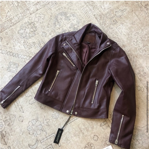 NWT Blank NYC Faux Leather Moto Jacket (Merlot) - Picture 7 of 8